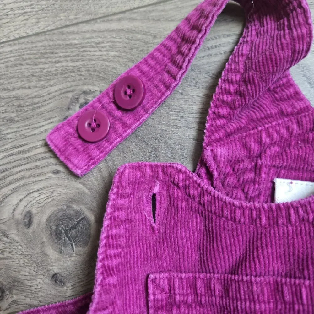 Vintage Carter's 9-12M Muted Magenta Corduroy Overalls Daisy Flower Embossed Y2K